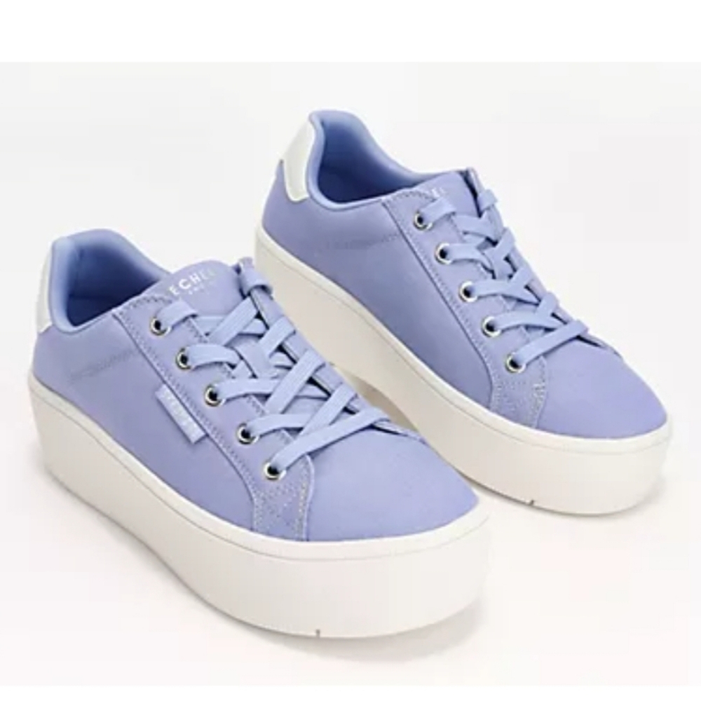 NWOT! Skechers Plateau Vegan Chambray Lace- Up Platform Sneakers